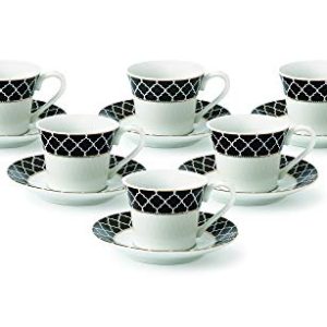 Lorren Home 2oz. Espresso Set Service for 6-Black/Gold