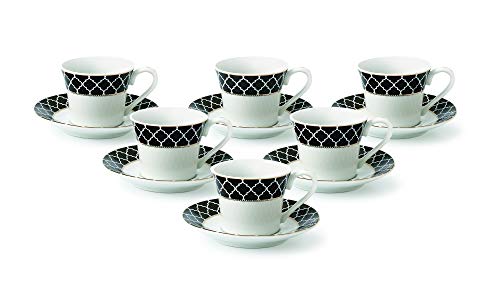 Lorren Home 2oz. Espresso Set Service for 6-Black/Gold