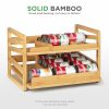 Bamboo Rolling Can Organizer Rack, Stackable 2 Tier Canned Food Organizer Rack for Storage, Kitchen Cabinet, Can Holders