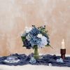 Fake Flowers in Vase with Fake Water, Realistic Faux Silk Blue Rose Hydrangea Artificial Flowers Indoor Arrangements Centerpiece