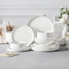 Plates and Bowls Sets, 24 Pieces Modern Porcelain Dinnerware Set for 6 Ceramic Dishware Dishes White Kitchen Dinner Dining Ware