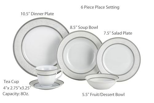 Lorren Home Trends Sirena Dinner Set, Silver