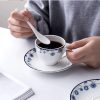 Navy Blue Espresso Cups and Saucers Set of 6