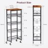Slim Rolling Cart, 5-Tier Storage Cart, 9.1inch Narrow Kitchen Rolling Cart on Wheels for Small Space, Utility Cart Shelving