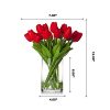 20 Pieces Real Touch Artificial Tulips Flowers in Vase, Fake Red Tulips with Vase and Faux Water for Home Wedding Decoration,