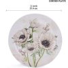 Purple Poppy Ceramic 12 pcs Dinnerware Set, Service for 4, Inclusive of 11 inch Dinner Plates, 8.75 inch Salad Plates and 35oz