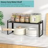 2 Pack Expandable Kitchen Cabinet Organizer Shelves, Stackable Heavy Duty Metal Small Storage Shelf, Adjustable Counter Shelf