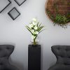 15.5in. Calla Lily and Grass Artificial Arrangement in Vase, Cream