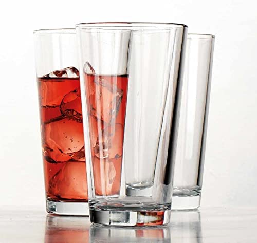 Drinking Glasses Set of 6 Highball Glass Cups 15.7 Oz Premium, Sleek, Collins Cooler Glassware. For your Bara, Water, Beer,