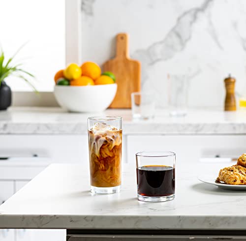 Everyday Drinking Glasses Set of 8 Drinkware Hurricane Glasses, Kitchen Glasses for Cocktail, Iced Coffee, Beer, Ice Tea, Wine,