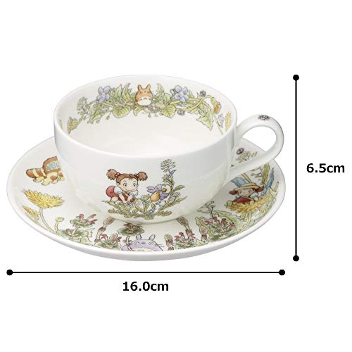 T97285A/4660-2 Milk Tea Cup & Saucer, 11.8 fl oz (325 cc), My Neighbor Totoro, Dandelion, Microwave Safe, 1 Guest, Bone China