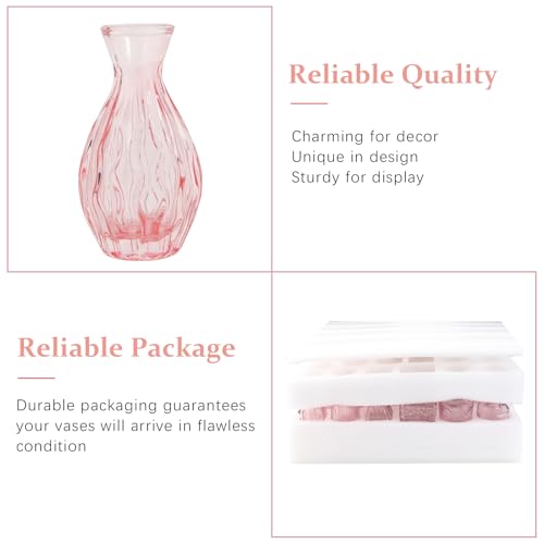 22 Pack Pink Flower Vase in Bulk,Mini Vintage Glass Bud Vases for Centerpieces,Wedding Decor,Party & Home Decaration,Mother's