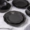 Stone + Lain Jamie Porcelain 16-Piece Geometric Dinnerware Set, Black
