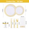 700PCS Gold Plastic Dinnerware Set for 100 Guests, Disposable Plates for Party, Include 100 Gold Dinner Plates, 100 Dessert