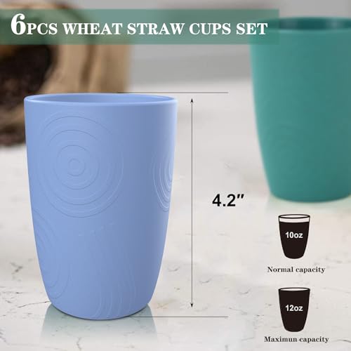 Homienly Drinking Glasses Premium Wheat Straw Unbreakable Cups - Set of 6 Alternative to Plastic Cups Reusable Unbreakable