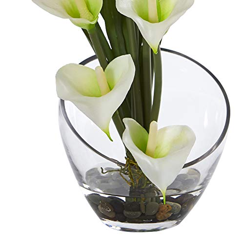 15.5in. Calla Lily and Grass Artificial Arrangement in Vase, Cream