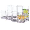 Classic Clear Plastic Reusable Drinking Glasses (Set of 8) 12oz Rocks & 16oz Water Cups | BPA-Free Tumblers, Made in USA |