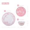 Adelaide Blush 12-Piece Pink Porcelain Dinnerware Set – Service for 4, Plate & Bowl Set, White with Pink Floral Pattern, for
