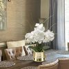 Artificial White Phalaenopsis Orchid Flower Arrangements Faux Orchid Flower in Gold Pot Orchid Centerpiece for Dining Room Table