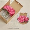 Artificial Peonies Flowers Arrangements in Cube Glass Vase, WELLKNOWN Silk Flower Centerpieces for Dining Room Table, Coffee