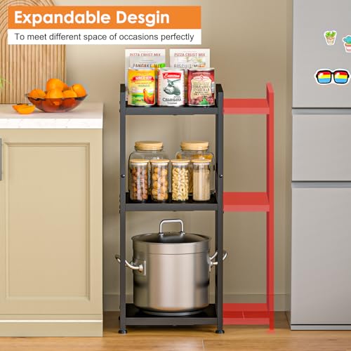 3-Tier Expandable Storage Shelves, 110LBS Heavy Duty Metal Shelving Unit, Adjustable Laundry Room Organization and Storage Shelf