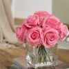 Rose Artificial Flowers in Vase with Faux Water, Silk Rose Table Centerpieces for Home Coffee Table Decor, Fake Roses Flower