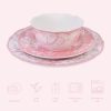 Adelaide Blush 12-Piece Pink Porcelain Dinnerware Set – Service for 4, Plate & Bowl Set, White with Pink Floral Pattern, for