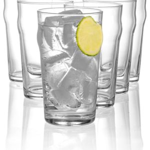 Set of 6 Clear Glass 20 Oz Curved Drinking Glassware Beverage Tumblers
