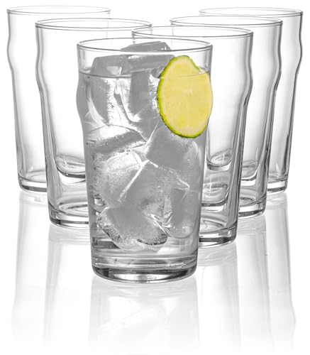 Set of 6 Clear Glass 20 Oz Curved Drinking Glassware Beverage Tumblers