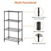 4-Shelf Steel Wire Storage Rack, Adjustable, Sturdy, Easy Assembly, 13.4 D x 23.2 W x 48 H in, Black