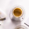 Glass Tea Cups and Saucers Set of 6 - Fish Scale Coffee Mugs - Teacups Set for Espresso Cappuccino Latte Tea - Dishwasher