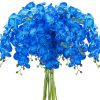10 Pcs 36 Inch Blue Orchids Artificial Flowers Artificial Phalaenopsis Flowers Faux Orchid Stems Fake Flowers Arrangement for