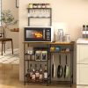 Baker's Rack for Kitchen with Storage, Microwave Stand with Adjustable Shelves and 10 S Hooks, 6-Tier Coffee Bar Station,