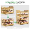 Bamboo Rolling Can Organizer Rack, Stackable 2 Tier Canned Food Organizer Rack for Storage, Kitchen Cabinet, Can Holders