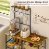 Bakers Rack with Power Outlet, Kitchen Microwave Stand with 10 S-shaped Hooks, 6-Tier Coffee Bar Station, Kitchen Storage Shelf