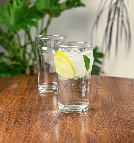 Set of 6 Clear Glass 20 Oz Curved Drinking Glassware Beverage Tumblers