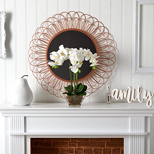 Nearly Natural 4570 Triple Phalaenopsis Orchid in Glass Vase,Green/White