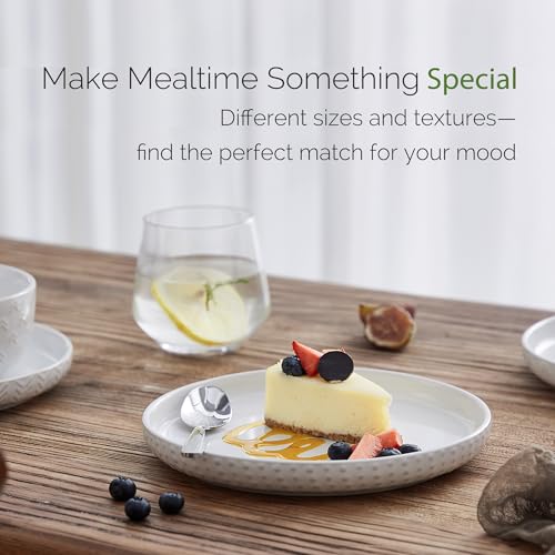 12-Piece Ceramic Plates and Bowls Sets, Farmhouse Dinnerware Sets for 4, Stoneware Dish Set, Scratch Resistant, Dishwasher &