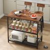 Kitchen Island with Power Outlet, Kitchen Storage Rack with 4 S Hooks, Microwave Stand with Wine Rack, 3-Tier Coffee Station,