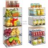 4 Pack Stackable Wire Baskets for Pantry Organizers and Storage, Pantry Baskets with Fixed Wooden Top, Fruit and Vegetable