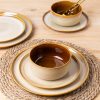 Ceramic Dinnerware Sets for 4,12-Piece Plates and Bowls,Handmade Reactive Glaze Dishes Set,Chip Resistant and Scratch Resistant