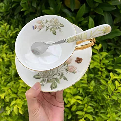 Honorable Coffee Cup Mug, Cappuccino, Tea Cup, with Saucer for Latte, Fine Bone Porcelain, Reactive Glaze, 6.8 Oz-1pcs (Elegant