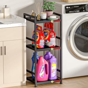 3-Tier Expandable Storage Shelves, 110LBS Heavy Duty Metal Shelving Unit, Adjustable Laundry Room Organization and Storage Shelf