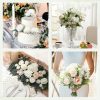 12 Bundles Artificial Peonies Flowers Artificial Silk Rose Faux Dahlia Fake Chamomile Hydrangea Bouquet Bulk for Vase Home