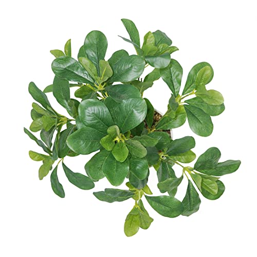 Artificial Potted Plant Leaves, 16.9" Artificial Shrubs Plants Arrangements Fake Eucalyptus Leaves with Vase Faux Greenery