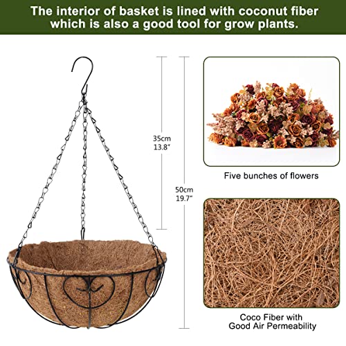 Homsunny Artificial Hanging Flowers for Fall Decoration,Fake Silk Rose Floral Arrangement,Faux Outdoor Indoor Plant with