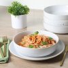 Dinah 16 Piece Double Bowl Stoneware Embossed Speckled Dinnerware Set - Matte White