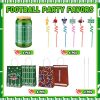 20 Pcs 13.5 oz Football Drinking Glasses Christmas Gift Bag Set with Lids and Straws Birthday Party Can Shaped Cups Glass Cups