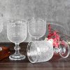 12 oz Clear Vintage Wine Glasses,Hobnail Drinking Glasses Set of 4,Embossed Goblet Glasses for Wedding,Party, Dinner,Bar