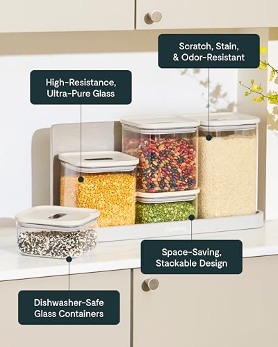 4qt Glass Airtight Food Storage Container with Lid – Non-Toxic, BPA-Free Kitchen Storage Container – Stackable, Space-Saving